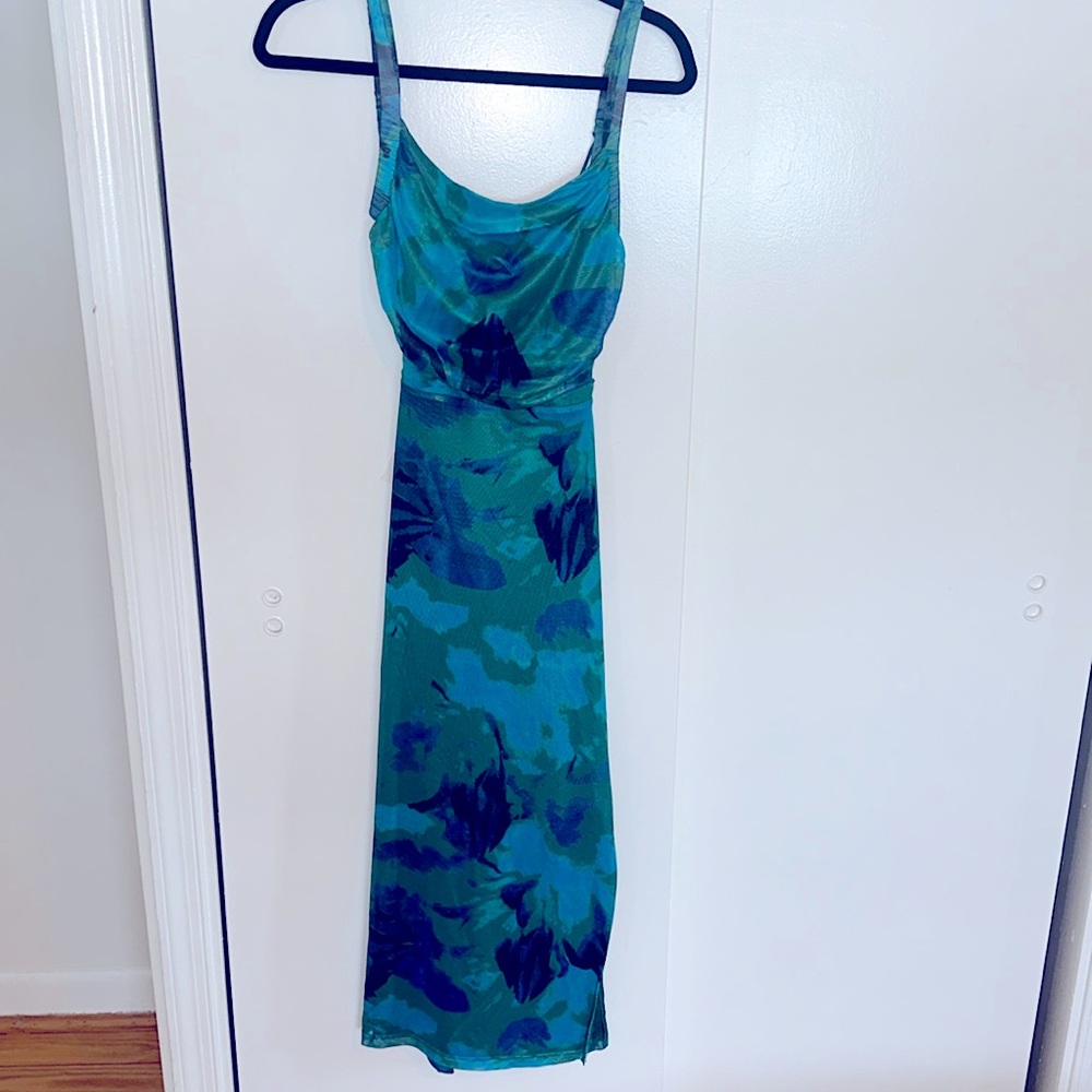 Shades of blue dress, open back